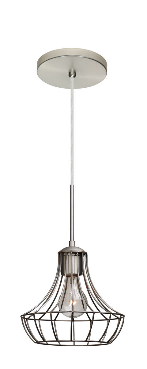Spezza 1 Light Satin Nickel Pendant Ceiling Light in Satin Nickel Metal