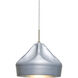 Lotus 1 Light Satin Nickel Cord Pendant Ceiling Light in Silver Foil Satin Nickel, Incandescent