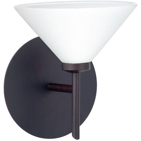 Kona LED 6 inch Bronze Mini Sconce Wall Light in White Glass
