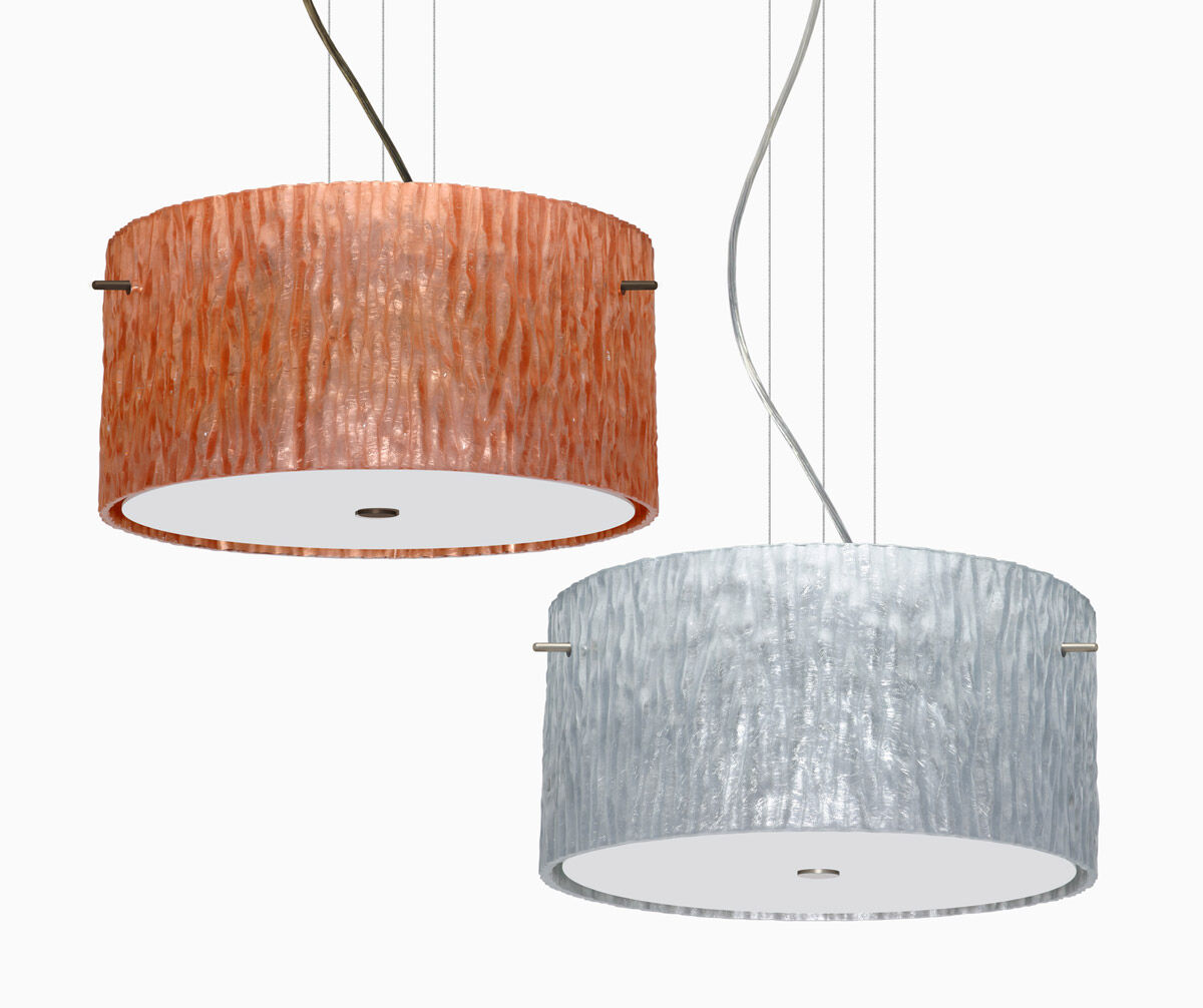 Tamburo LED Satin Nickel Pendant Ceiling Light in Titan Glass