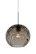 Bombay 1 Light Satin Nickel Pendant Ceiling Light in Smoke Spirit Glass