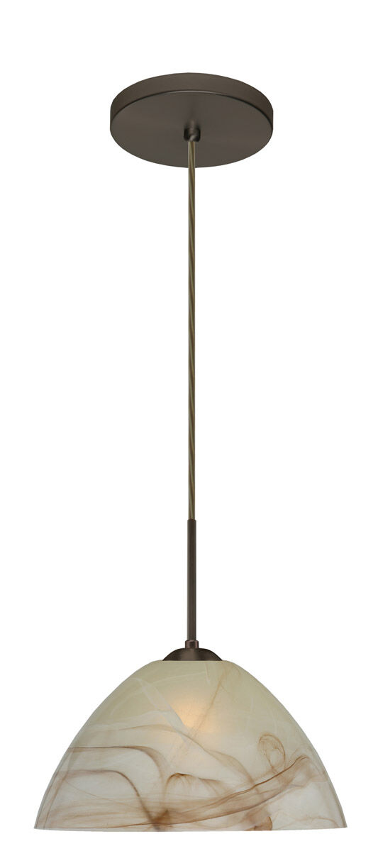 Tessa LED Bronze Pendant Ceiling Light in Mocha Glass