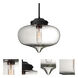 Mira 1 Light Black Cord Pendant Ceiling Light