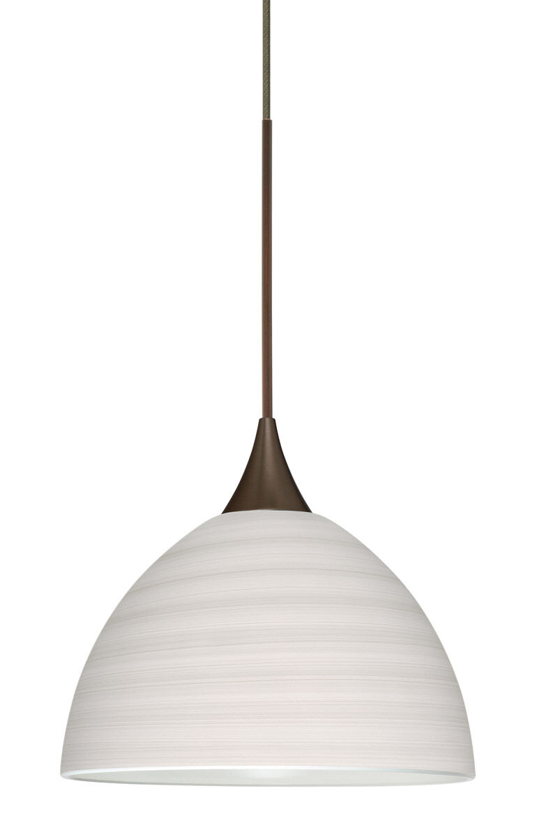 Brella 1 Light Bronze Pendant Ceiling Light in Incandescent, Chalk Glass