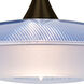 Spazio 1 Light Bronze Cord Pendant Ceiling Light in Incandescent, Blue-Frost Glass
