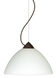 Tessa 1 Light Bronze Pendant Ceiling Light in White Glass, Incandescent