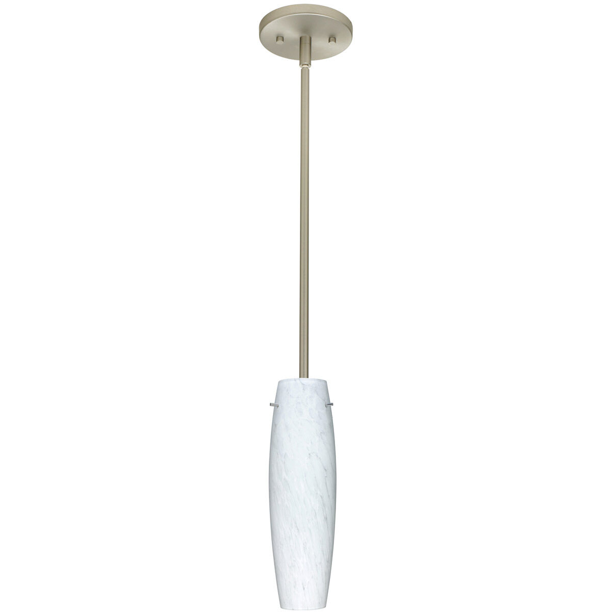 Tu Tu 1 Light Satin Nickel Stem Pendant Ceiling Light in Carrera Glass
