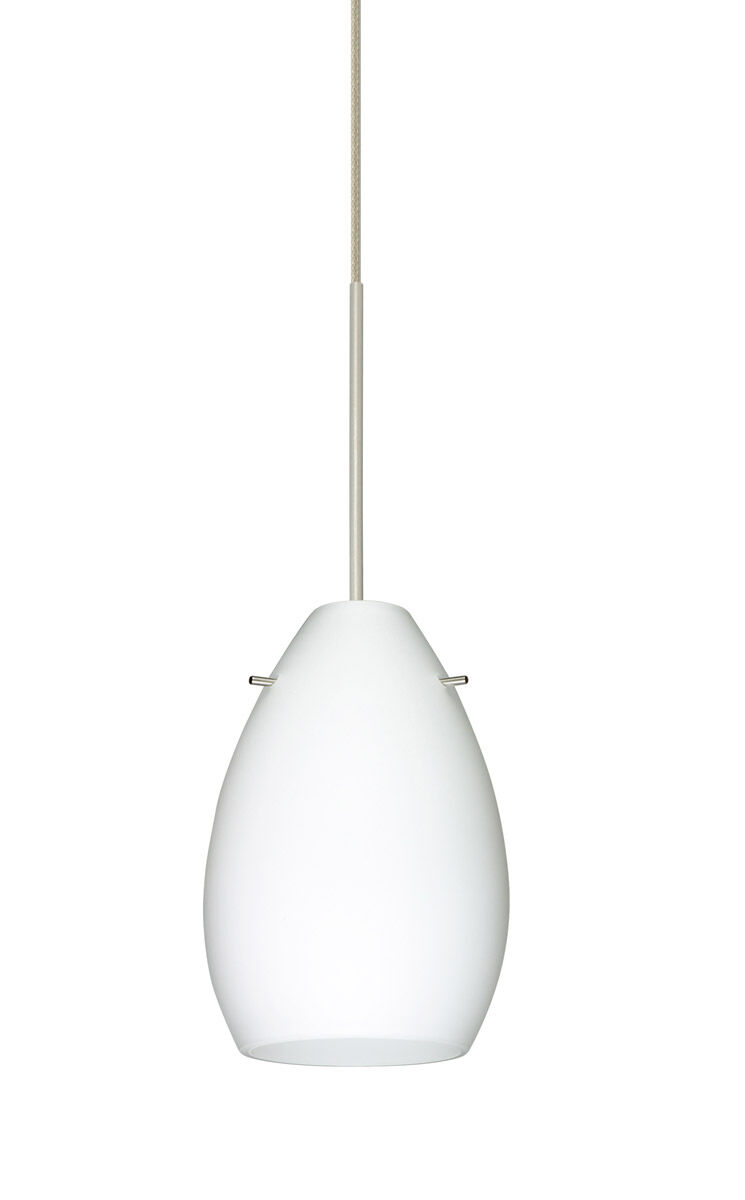 Pera 6 LED Satin Nickel Pendant Ceiling Light in Opal Matte Glass