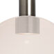 Newton 1 Light Satin Nickel Pendant Ceiling Light in Milky White/Clear Glass
