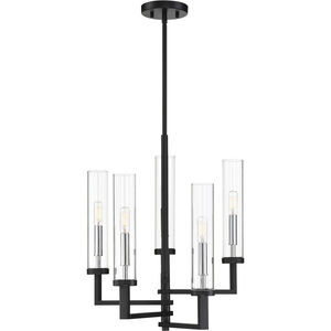 Folsom 5 Light 18 inch Matte Black with Polished Chrome Accents Chandelier Ceiling Light, Adjustable