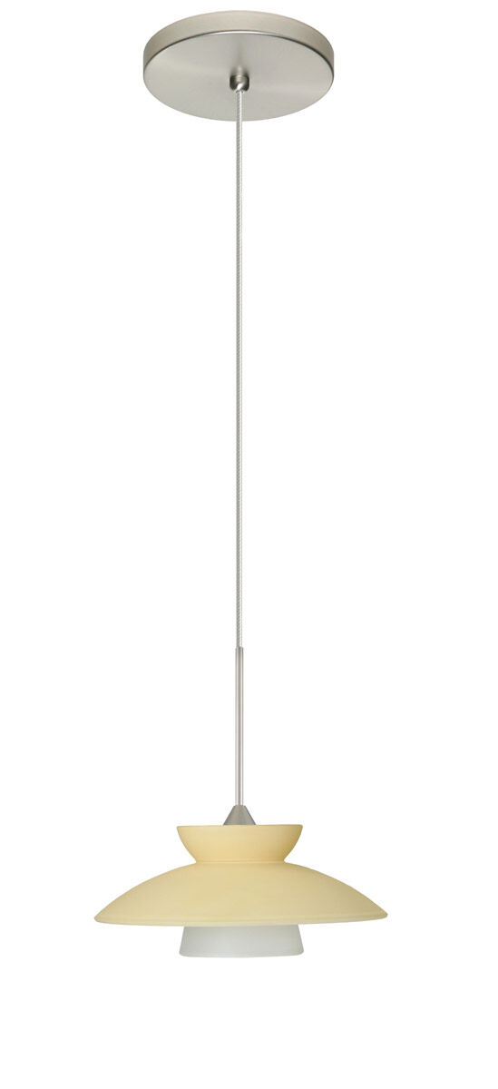 Trilo 7 LED Satin Nickel Pendant Ceiling Light in Champagne Glass