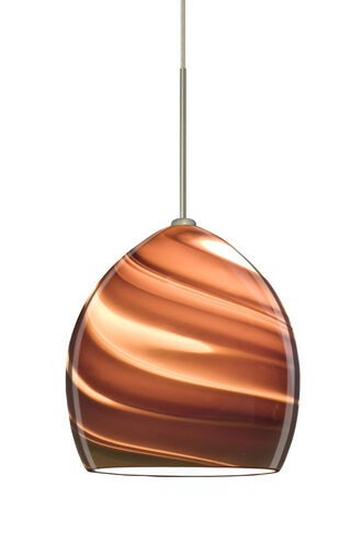 Sprite 1 Light Satin Nickel Pendant Ceiling Light in Smoke Twist Glass, Halogen