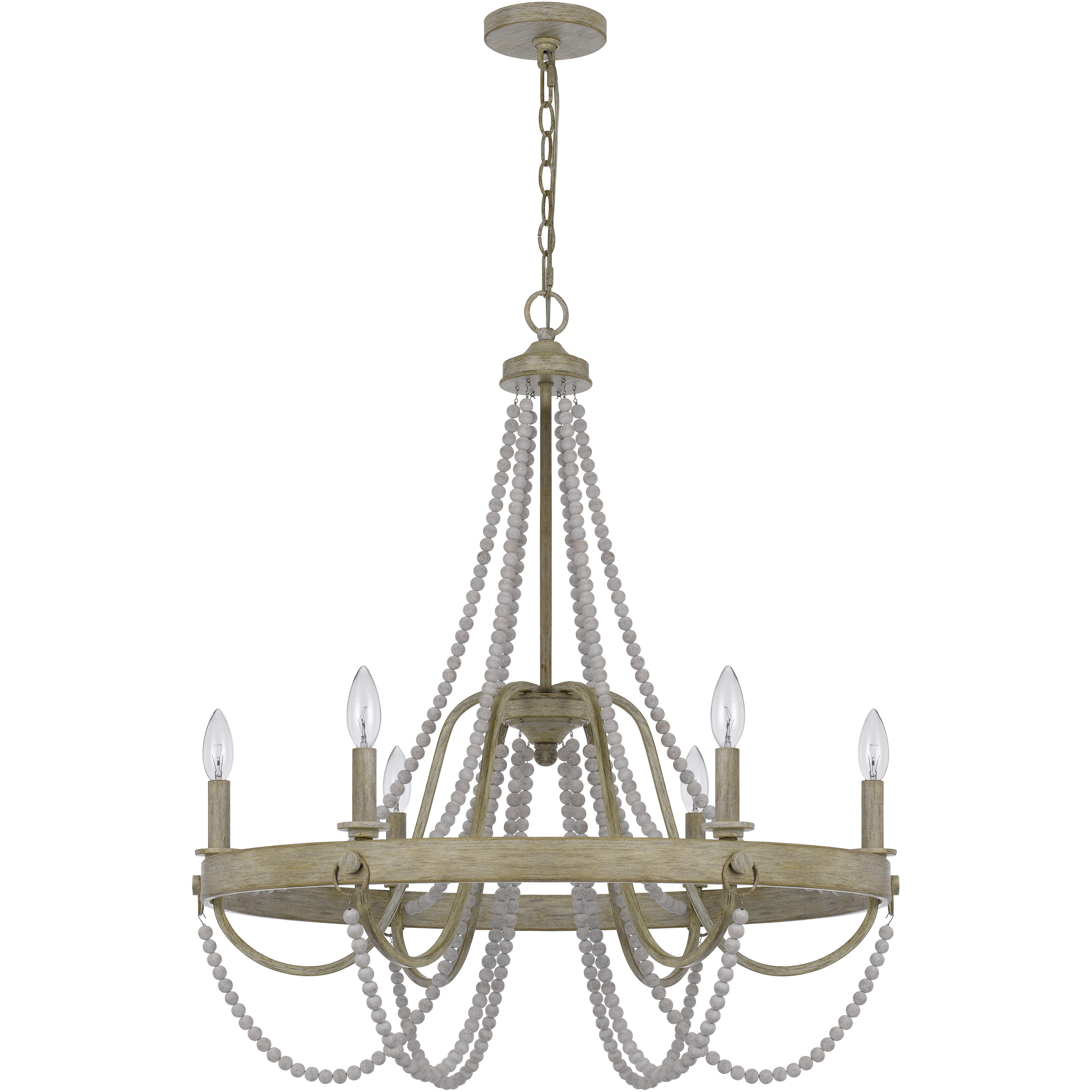 Macon 6 Light 28 inch Drifted Wood and Antique Silver Chandelier Ceiling Light