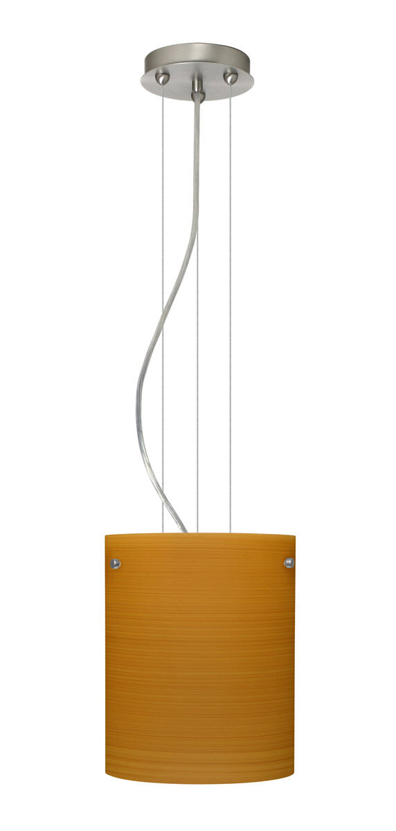 Tamburo 8 1 Light Satin Nickel Pendant Ceiling Light in Incandescent, Oak Glass