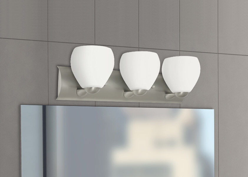 Bolla 2 Light 22 inch Satin Nickel Vanity Lighting Wall Light in Incandescent, Opal Matte Glass