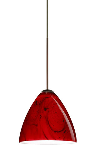Mia LED Bronze Pendant Ceiling Light in Magma Glass
