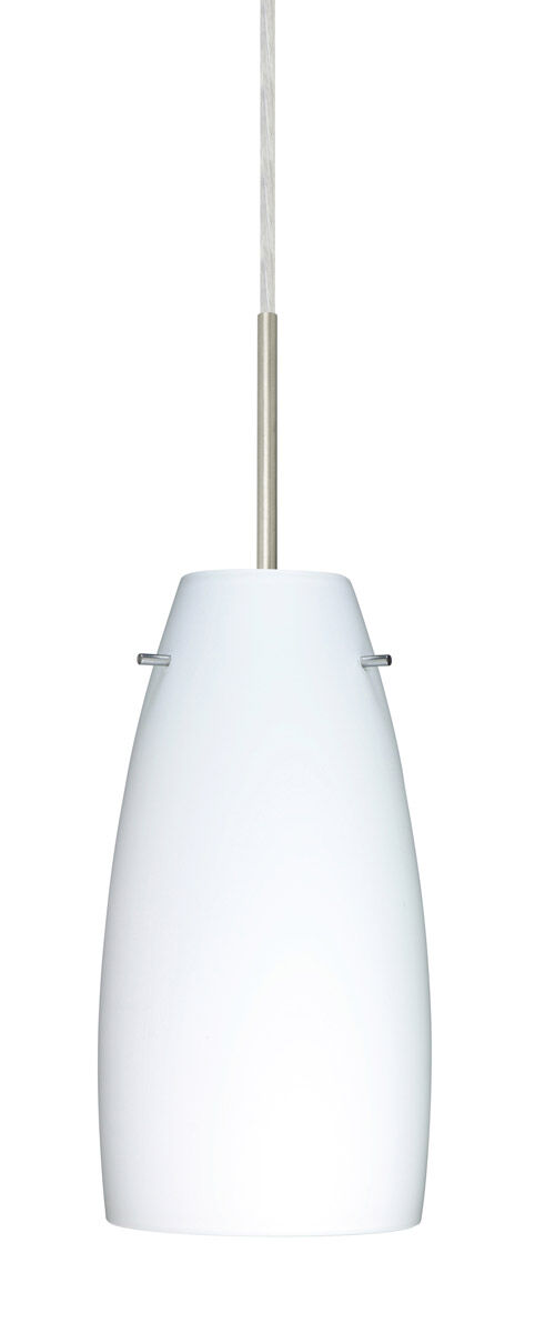 Tao 10 LED Satin Nickel Pendant Ceiling Light in Opal Matte Glass