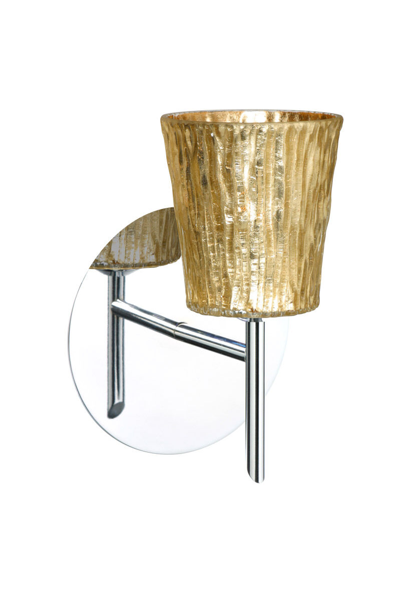 Nico 4 LED 5 inch Chrome Mini Sconce Wall Light in Stone Gold Foil Glass