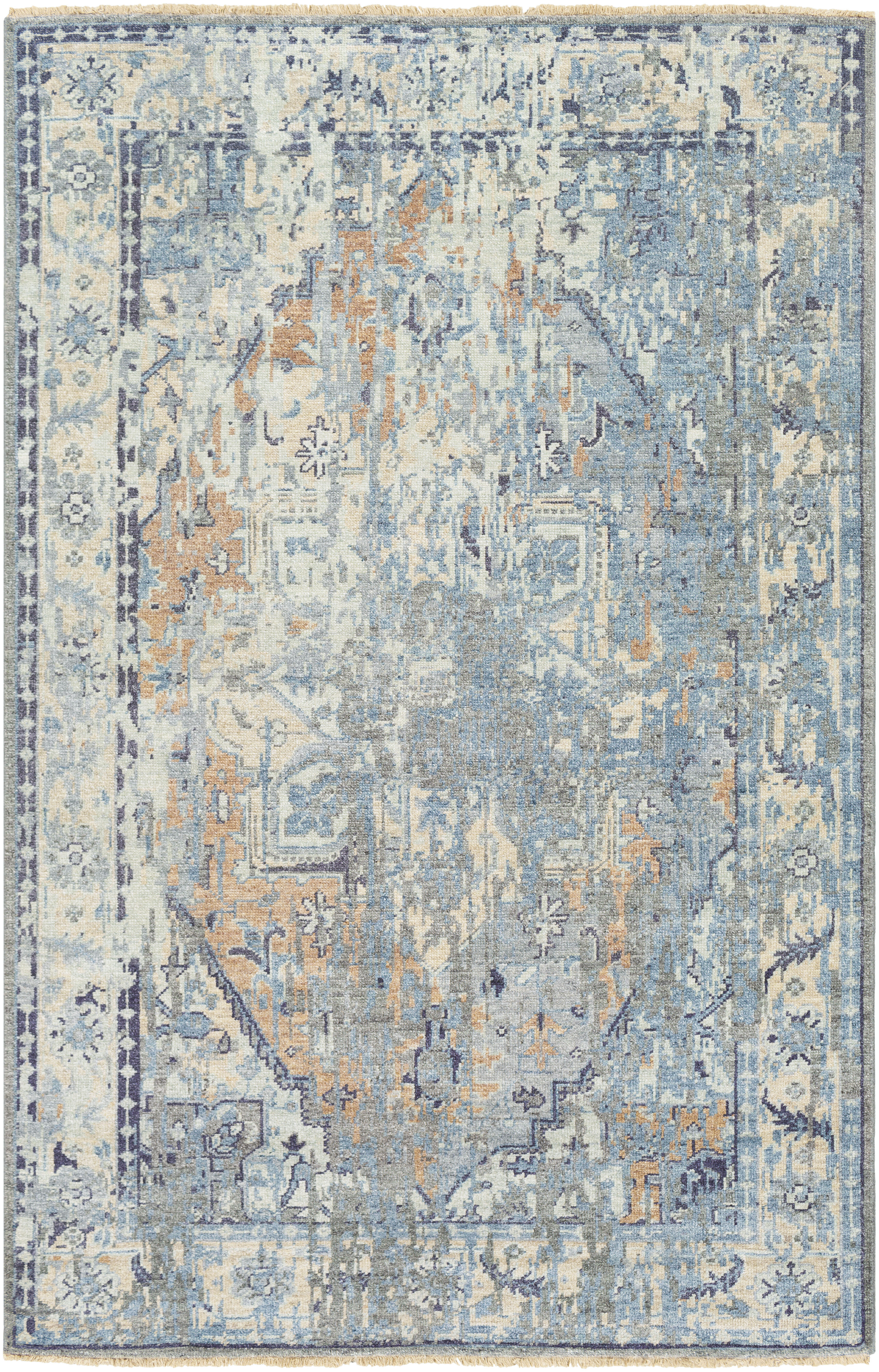 Nero 102 X 66 inch Blue Rug, Rectangle