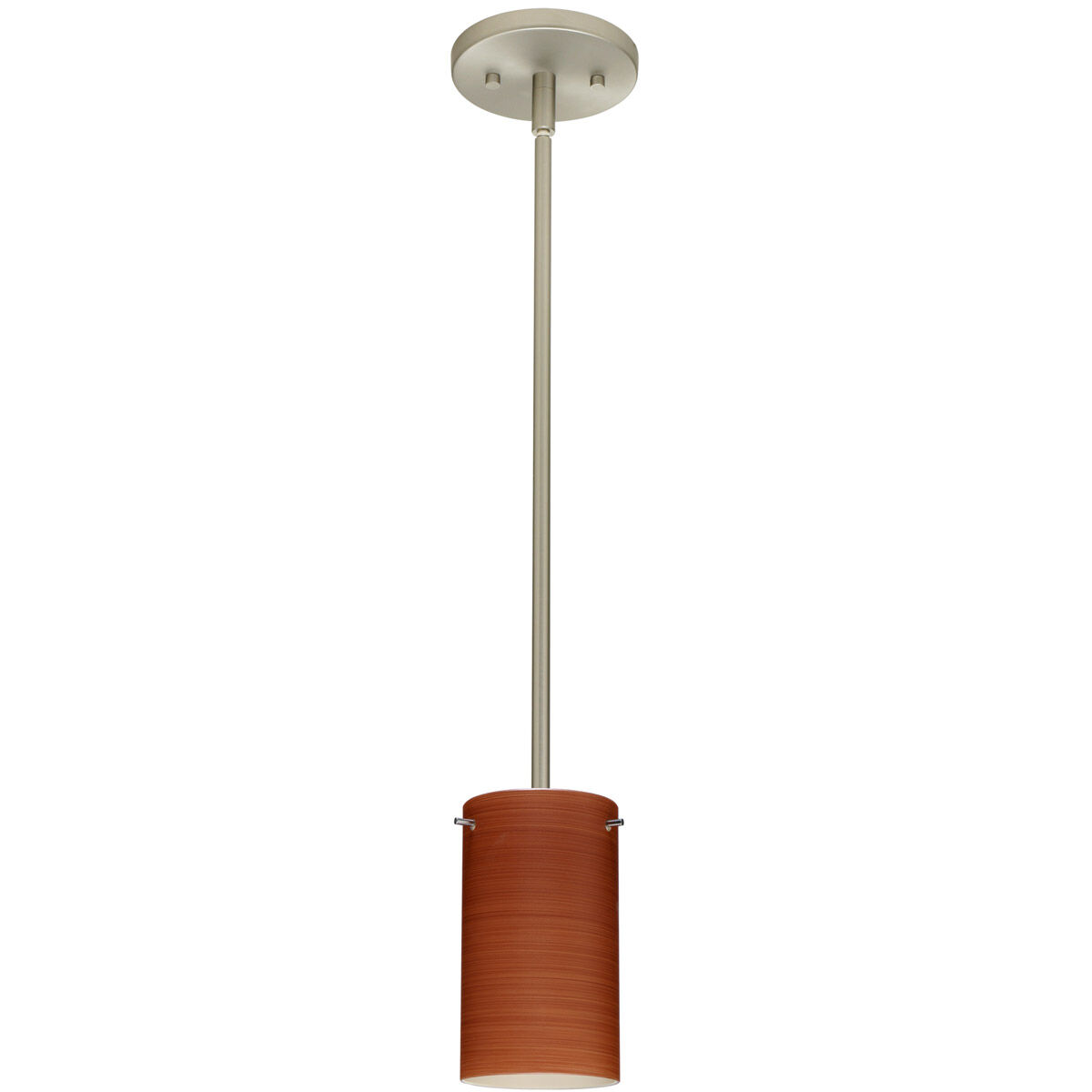 Stilo 7 1 Light Satin Nickel Stem Pendant Ceiling Light in Incandescent, Cherry Glass