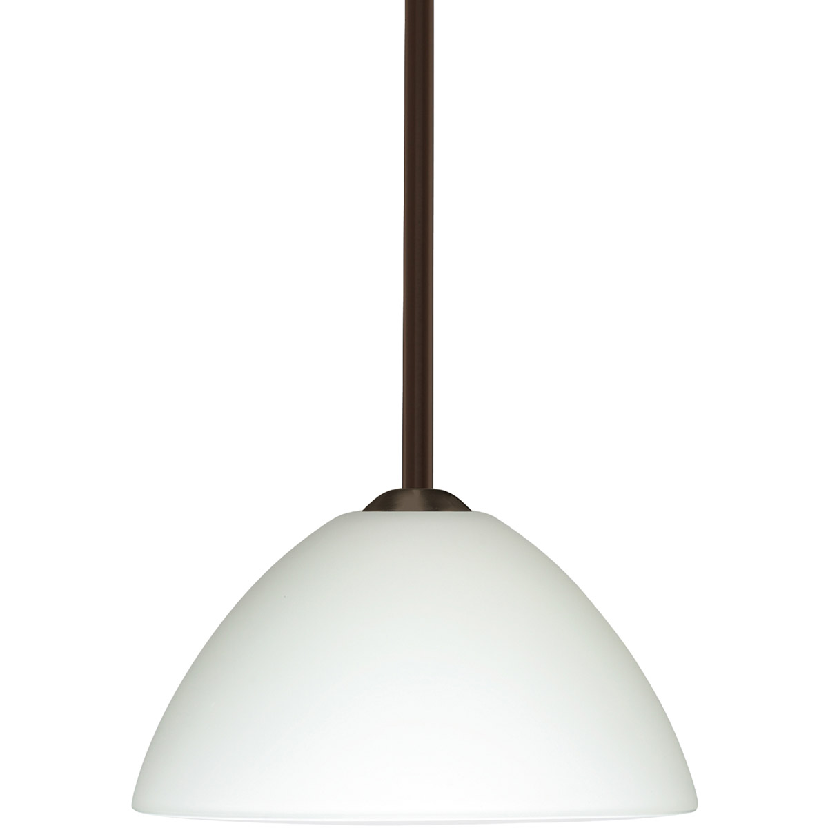 Tessa LED Bronze Stem Pendant Ceiling Light in White Glass