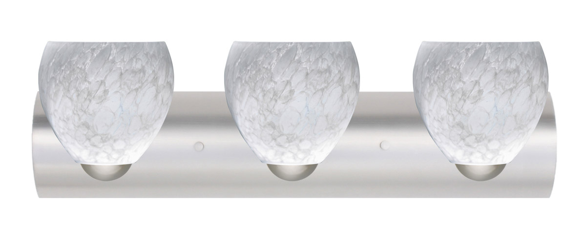 Bolla 3 Light 22 inch Satin Nickel Vanity Lighting Wall Light in Incandescent, Carrera Glass