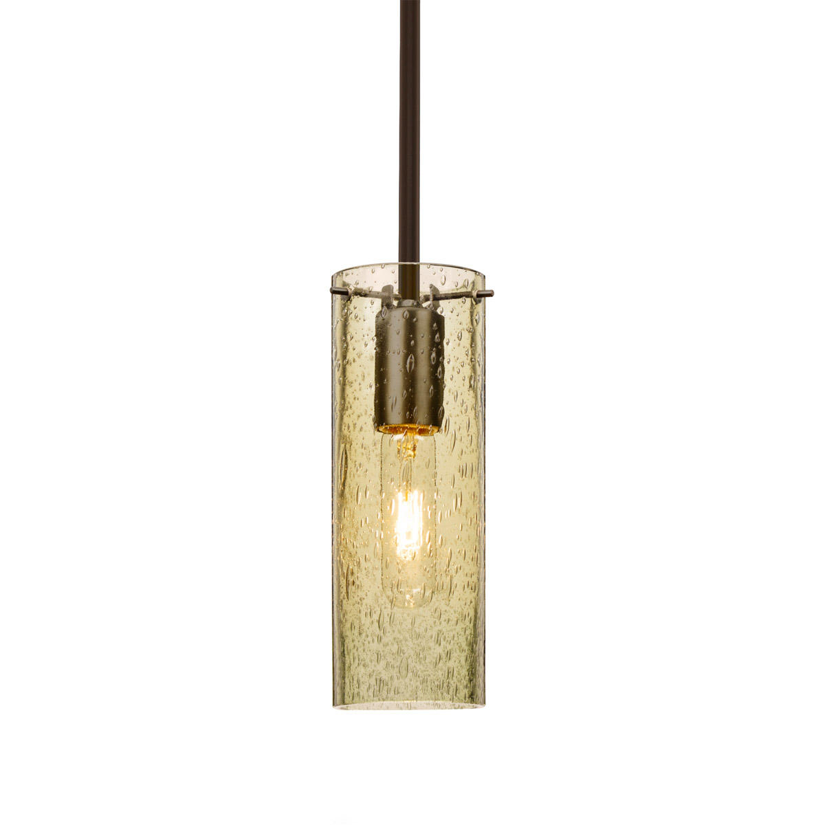 Juni 10 1 Light Bronze Stem Pendant Ceiling Light in Gold Bubble Glass