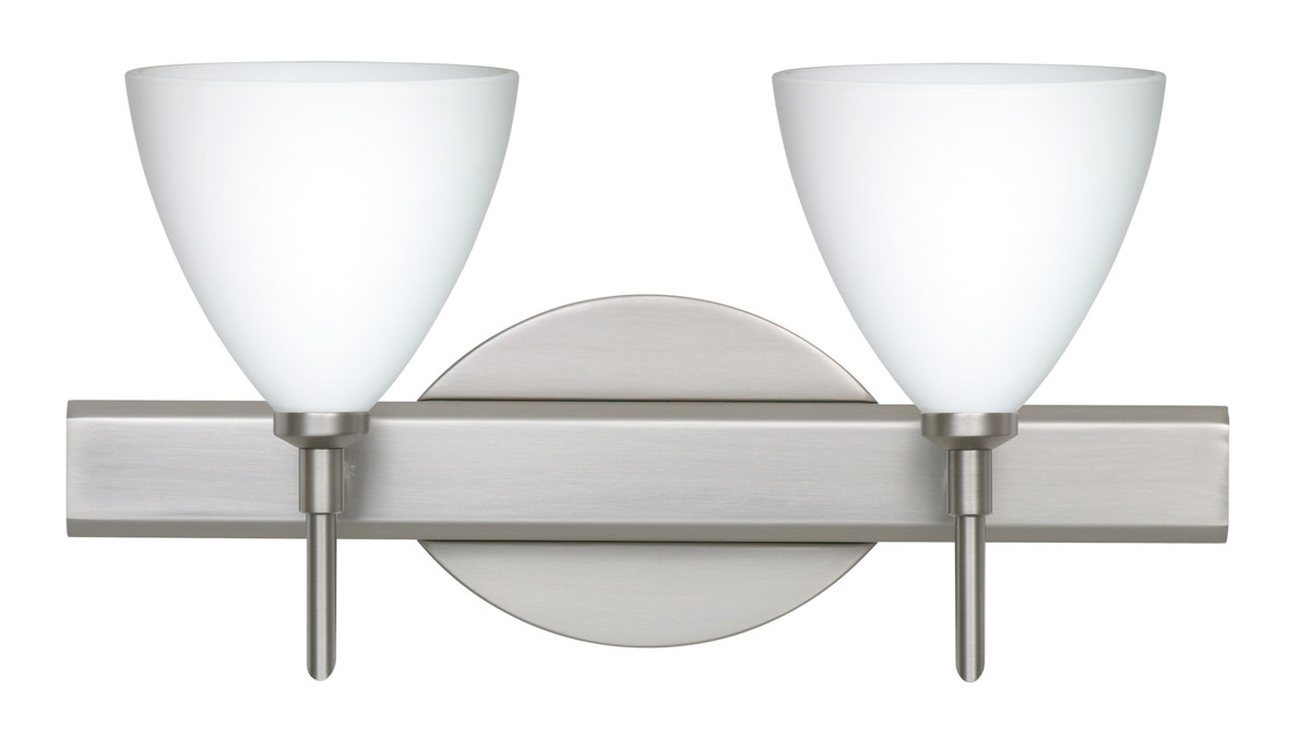 Mia LED 15 inch Satin Nickel Vanity Lighting Wall Light in Opal Matte Glass