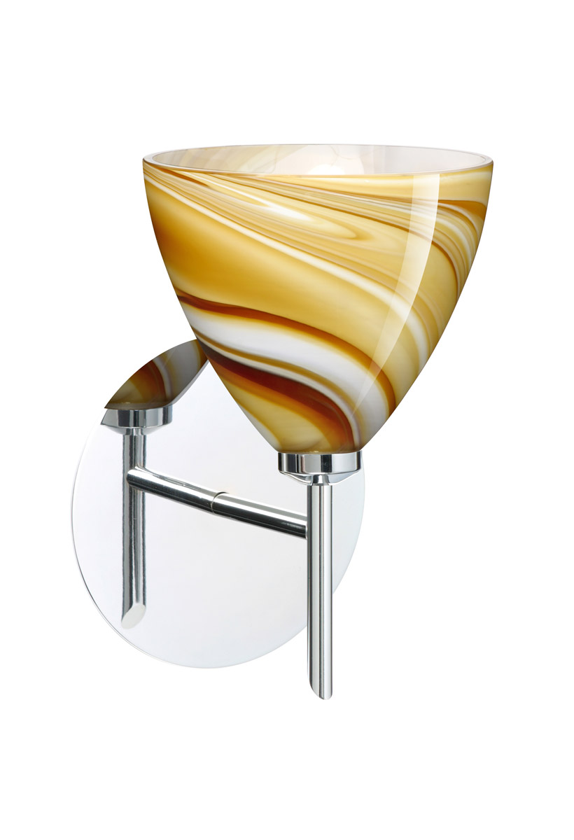 Mia 1 Light 5 inch Chrome Mini Sconce Wall Light in Halogen, Honey Glass