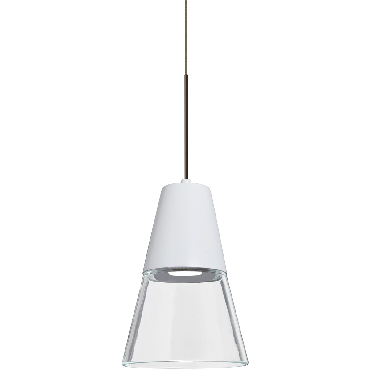 Timo 6 LED Bronze Cord Pendant Ceiling Light in Clear with White Glass