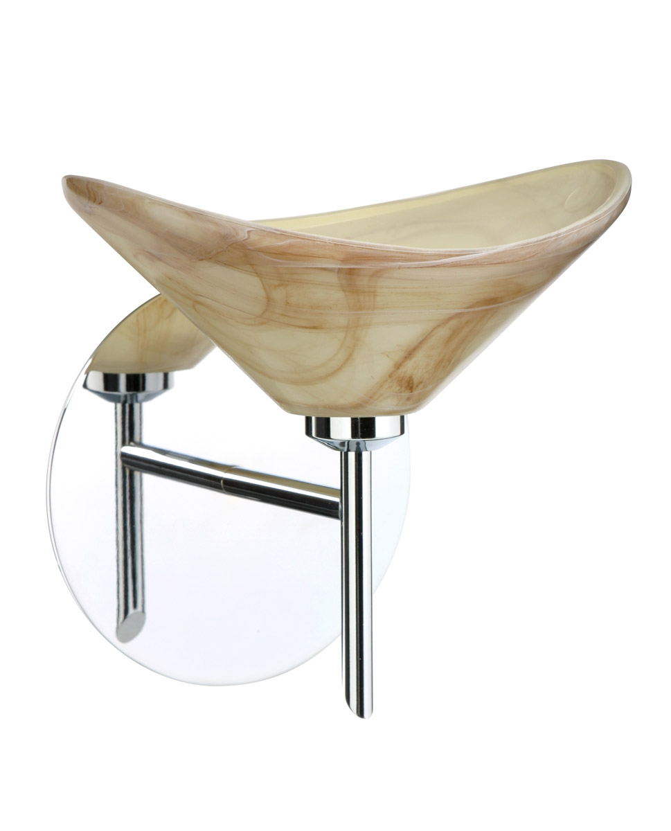 Hoppi 1 Light 8 inch Chrome Mini Sconce Wall Light in Halogen, Mocha Glass