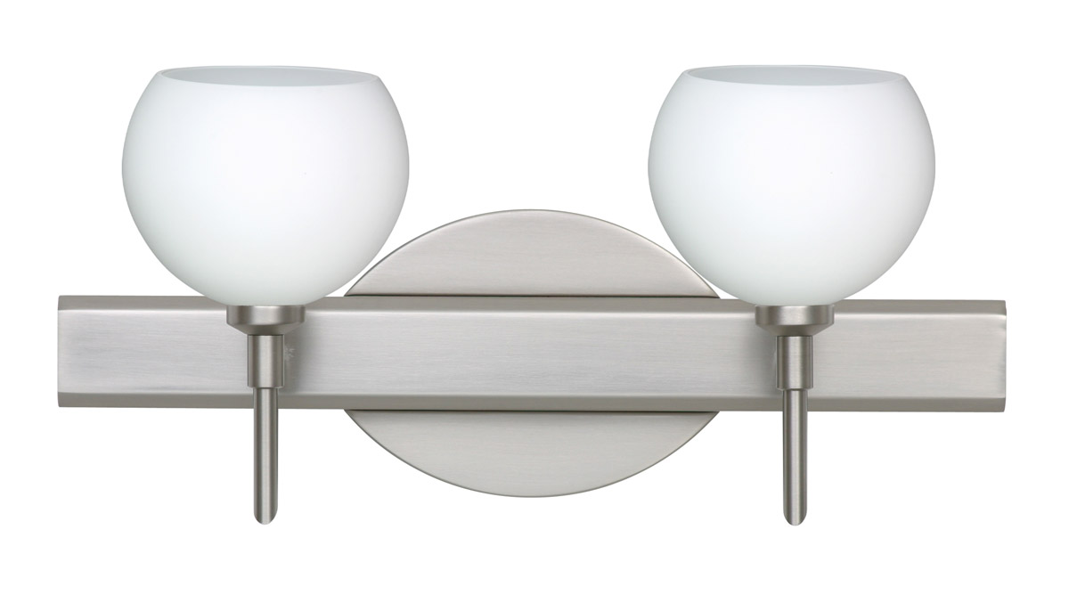 Palla LED 15 inch Satin Nickel Vanity Wall Light in Opal Matte Glass