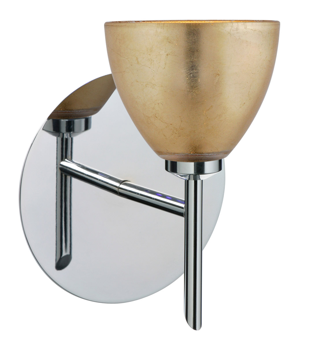 Divi 1 Light 5 inch Chrome Mini Sconce Wall Light in Halogen, Gold Foil Glass
