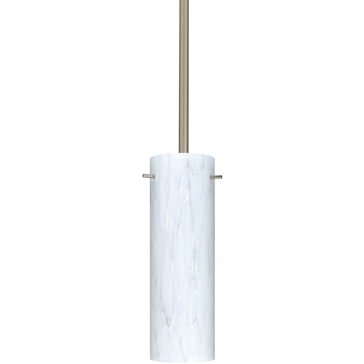 Copa LED Satin Nickel Stem Pendant Ceiling Light in Carrera Glass