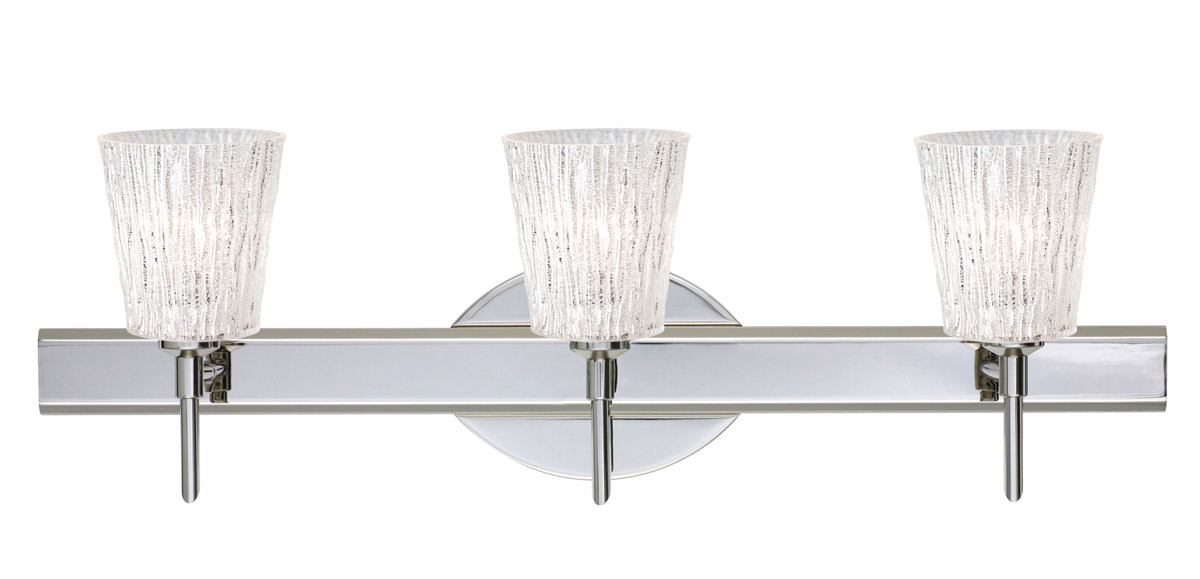 Nico 4 3 Light 23 inch Chrome Vanity Lighting Wall Light in Halogen, Glitter Stone Glass