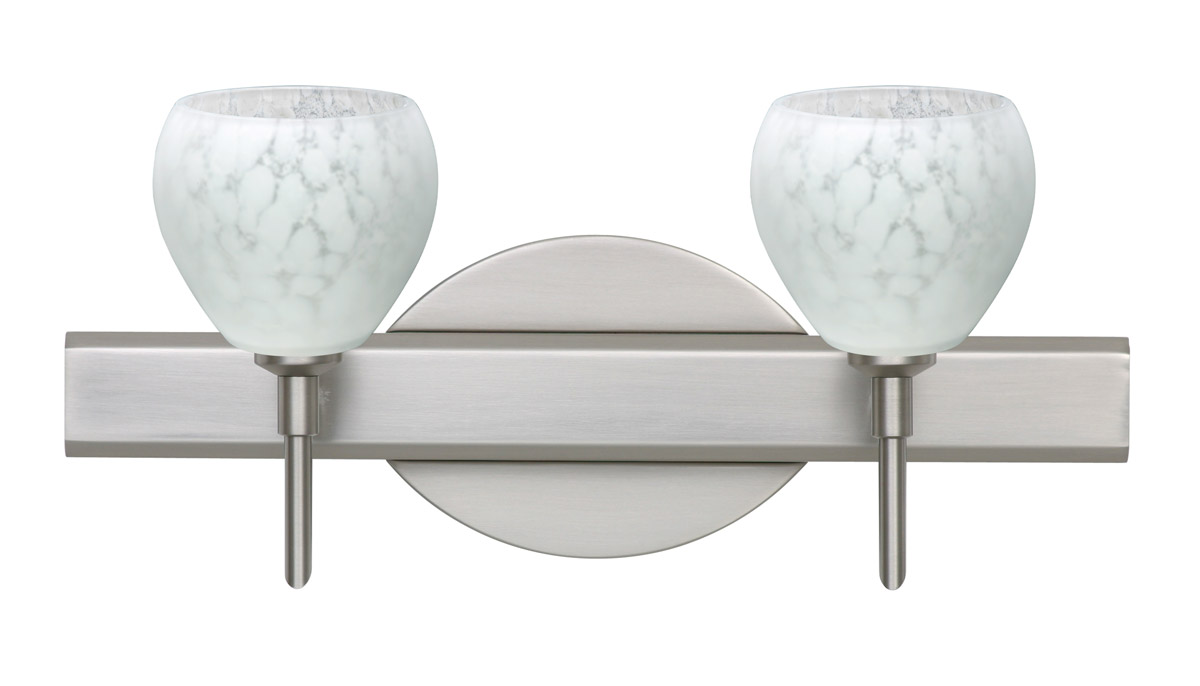 Tay Tay 2 Light 15 inch Satin Nickel Vanity Lighting Wall Light in Halogen, Carrera Glass