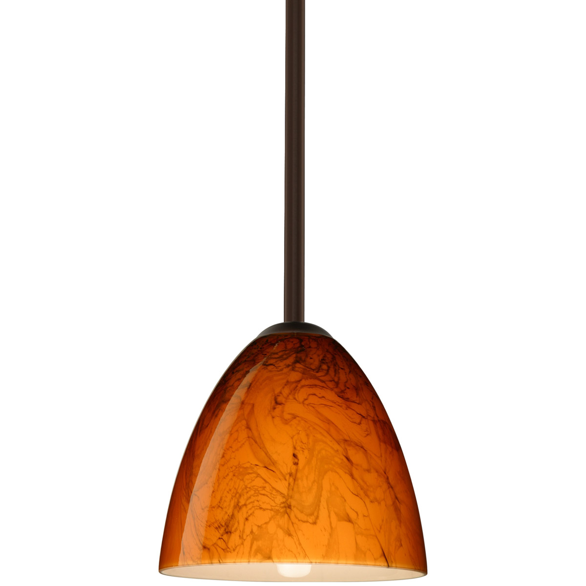 Vila 1 Light Bronze Stem Pendant Ceiling Light in Incandescent, Habanero Glass