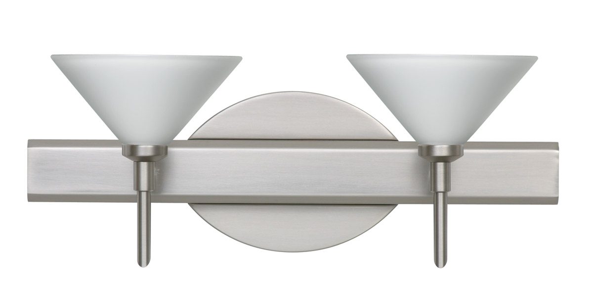 Kona LED 15 inch Satin Nickel Vanity Lighting Wall Light in White Glass