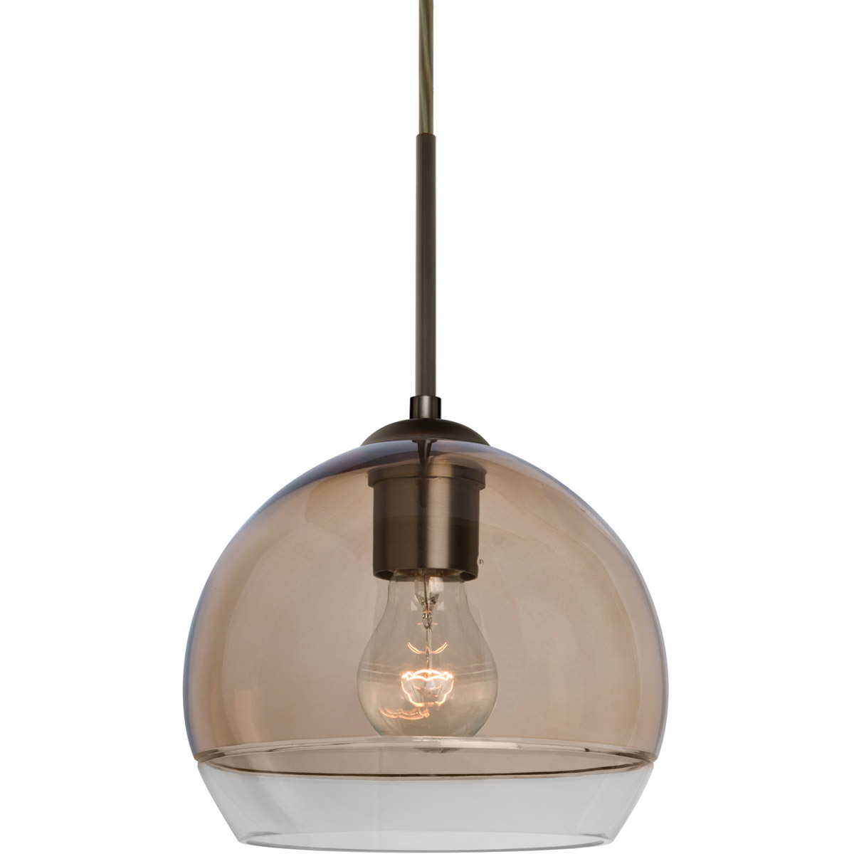 Ally 1 Light Bronze Pendant Ceiling Light in Smoke with Clear Glass
