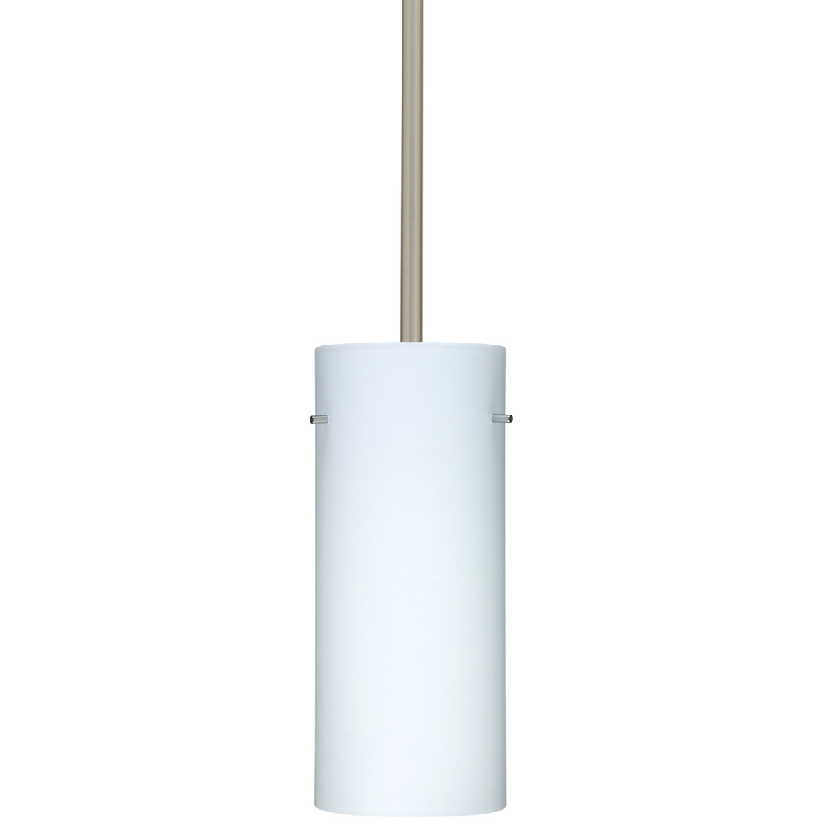 Stilo 10 LED Satin Nickel Stem Pendant Ceiling Light in Opal Matte Glass