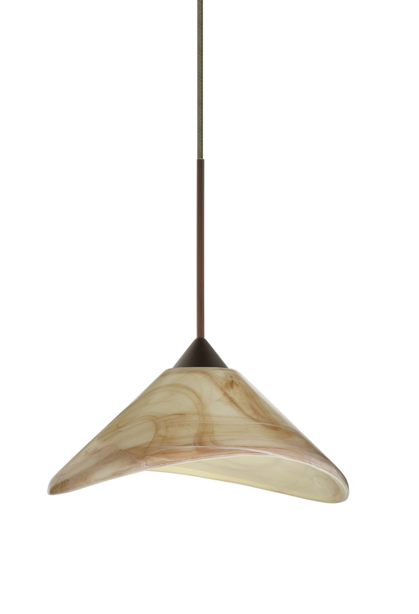 Hoppi LED Bronze Pendant Ceiling Light in Mocha Glass
