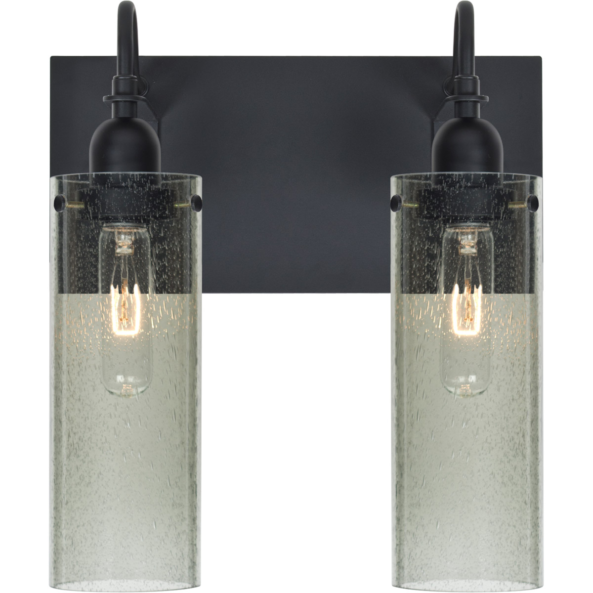 Juni 10 2 Light 12 inch Black Vanity Lighting Wall Light in Moss Bubble Glass
