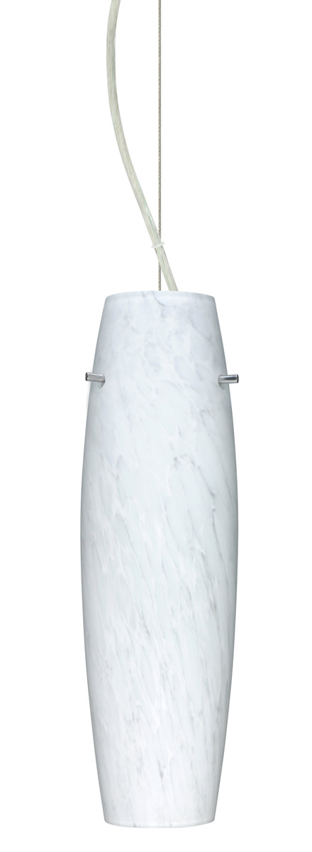 Suzi LED Satin Nickel Pendant Ceiling Light in Carrera Glass