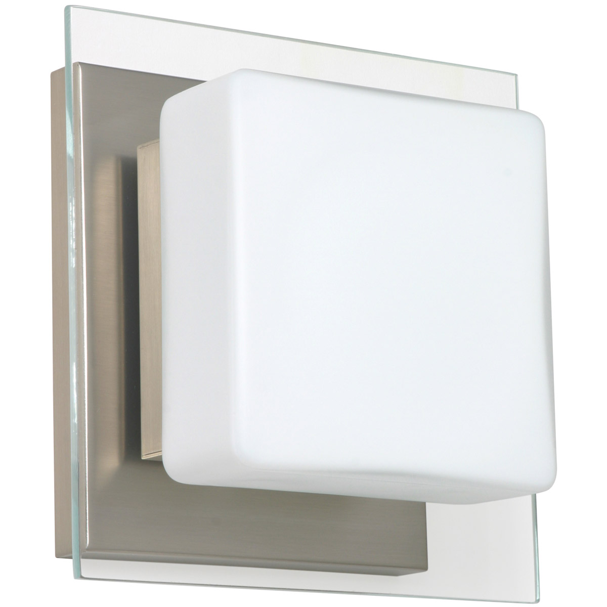Alex LED 6 inch Satin Nickel ADA Mini Sconce Wall Light in Opal/Clear Glass