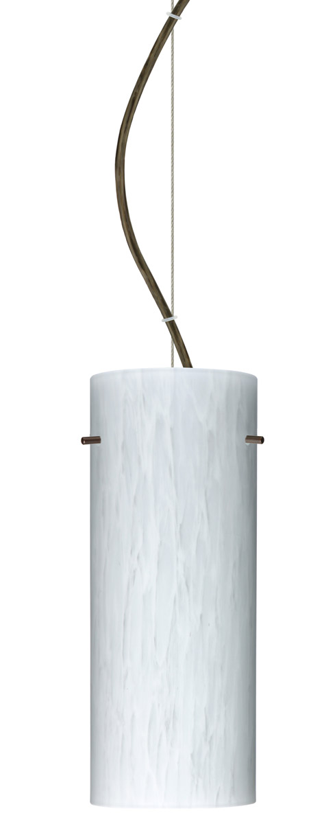 Stilo 10 LED Bronze Pendant Ceiling Light in Carrera Glass