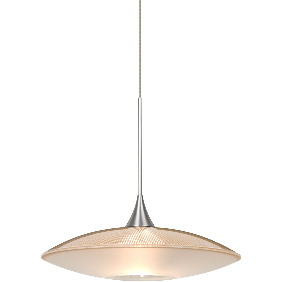 Spazio 1 Light Satin Nickel Cord Pendant Ceiling Light in Gold/Frost Spazio Glass, Halogen