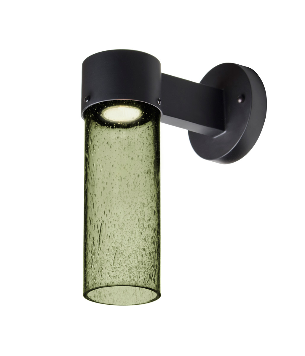 Juni LED 12 inch Black Outdoor Sconce in Moss Bubble Glass