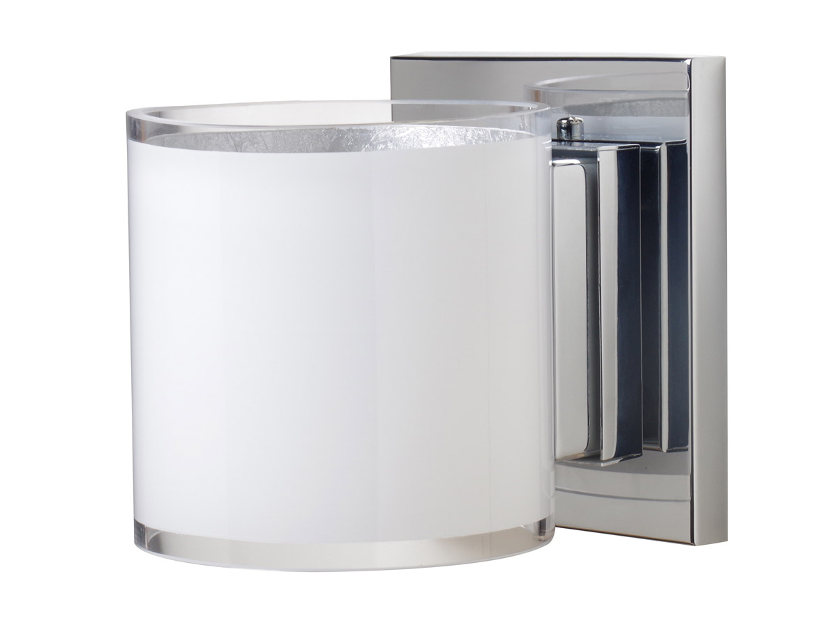 Pogo LED 5 inch Chrome ADA Mini Sconce Wall Light in White/Inner Silver Foil Glass