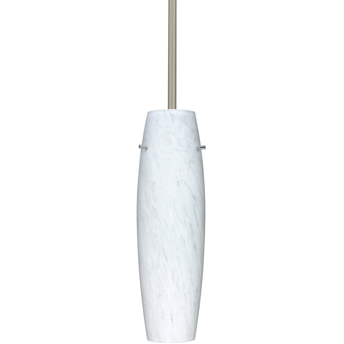 Suzi 1 Light Satin Nickel Stem Pendant Ceiling Light in Incandescent, Carrera Glass