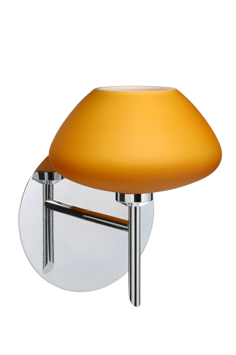 Peri 1 Light 5 inch Chrome Mini Sconce Wall Light in Halogen, Amber Matte Glass